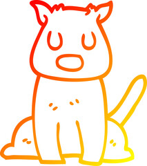 warm gradient line drawing cartoon calm dog