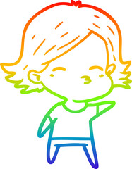 rainbow gradient line drawing cartoon woman