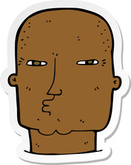 sticker of a cartoon bald tough guy