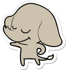 sticker of a cartoon smiling elephant