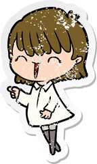 distressed sticker of a cartoon woman