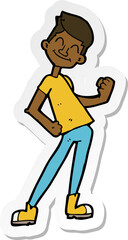 sticker of a cartoon celebrating man