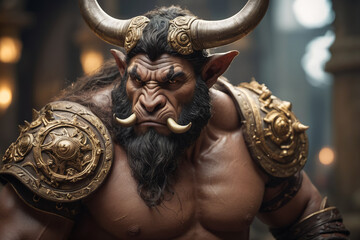 Obraz premium Portrait of legendary myths of greece character minotaur