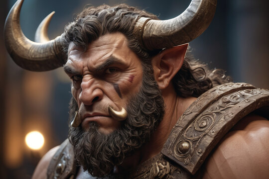 Portrait of legendary myths of greece character minotaur