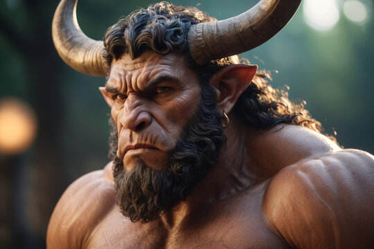 Portrait of legendary myths of greece character minotaur