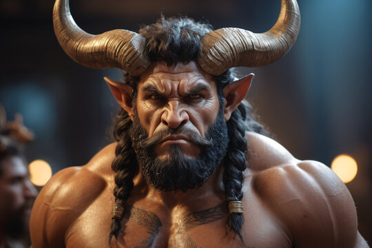 Portrait of legendary myths of greece character minotaur