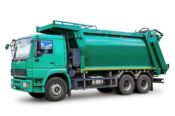 a garbage truck is in front of a white background