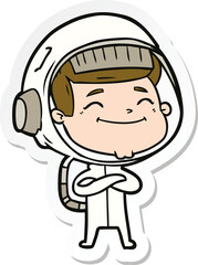 Obraz premium sticker of a happy cartoon astronaut
