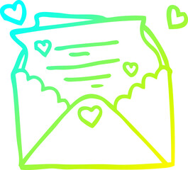 cold gradient line drawing cartoon love letter