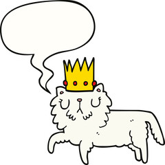 cartoon cat wearing crown and speech bubble