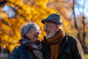 Fototapeta premium senior couple laughing in the park