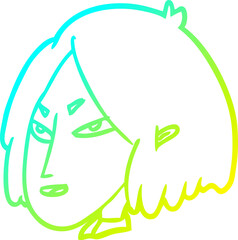 cold gradient line drawing woman