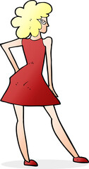 cartoon woman posing in dress