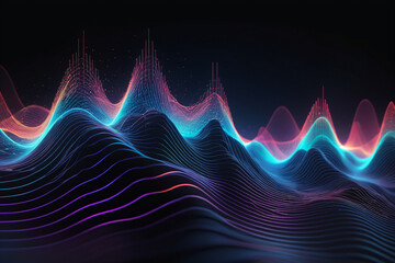 Colorful sound and music frequency waves - obrazy, fototapety, plakaty