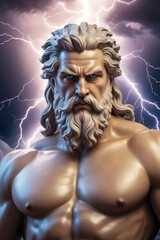 Statue of greece main god Zeus with lightning