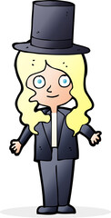 cartoon woman wearing top hat