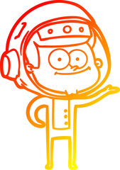 warm gradient line drawing happy astronaut cartoon