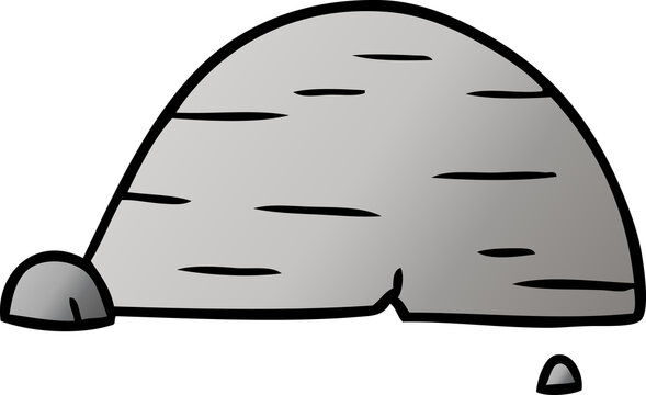 gradient cartoon doodle of grey stone boulder