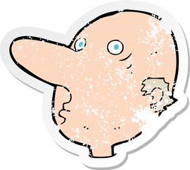 retro distressed sticker of a cartoon balding man