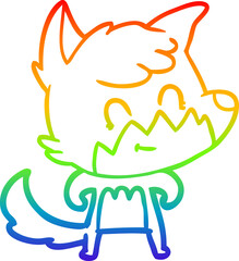 rainbow gradient line drawing cartoon friendly fox
