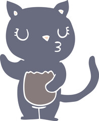 cute flat color style cartoon cat