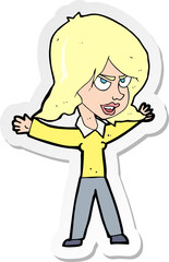 sticker of a cartoon woman gesturing