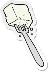 sticker of a cartoon tofu on fork