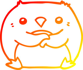 warm gradient line drawing cartoon penguin