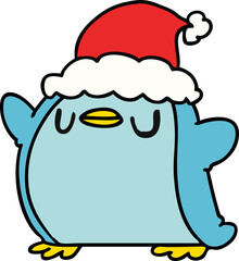 christmas cartoon of kawaii penguin