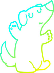 cold gradient line drawing cartoon dog