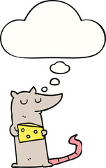 cartoon mouse with cheese and thought bubble