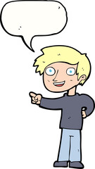 Fototapeta premium cartoon man pointing with speech bubble