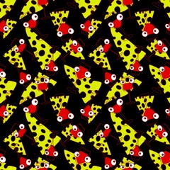 Fototapeta premium Cartoon doodle seamless glasses of wine and cheese pattern for wrapping paper and fabrics and party accessories
