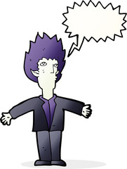 cartoon vampire with speech bubble