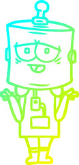 cold gradient line drawing cartoon robot