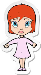 sticker of a cartoon girl in dress