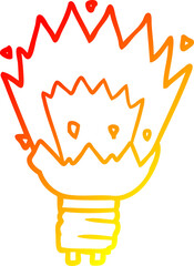 warm gradient line drawing cartoon exploding light bulb