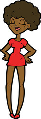 cartoon happy woman with hands on hips