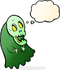 cartoon spooky ghoul with thought bubble