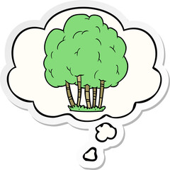 cartoon tree and thought bubble as a printed sticker