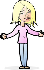 cartoon woman shrugging shoulders