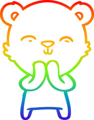 rainbow gradient line drawing happy cartoon polar bear