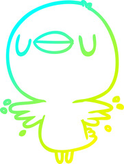 Obraz premium cold gradient line drawing cute cartoon chick flapping wings