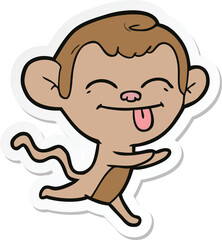 sticker of a funny cartoon monkey running