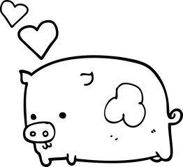 cartoon pig in love
