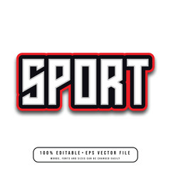 Sport text effect vector. Editable college t-shirt design printable text effect vector	