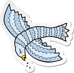 sticker of a cartoon flying bird