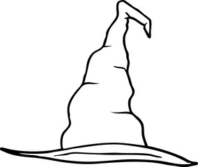 line drawing cartoon witch hat