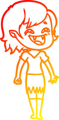 warm gradient line drawing cartoon laughing vampire girl