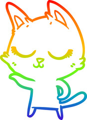 rainbow gradient line drawing calm cartoon cat